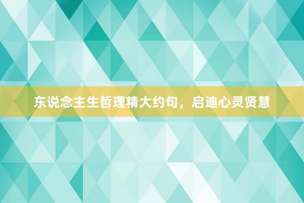 东说念主生哲理精大约句，启迪心灵贤慧